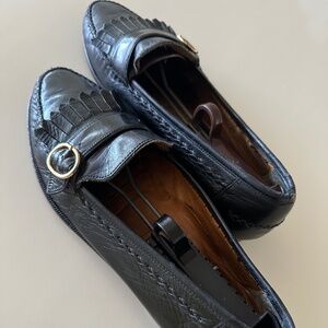 Black Italian Bergamo Leather Shoes (11M)-Worn, Cared For, Trees Included,.....